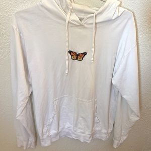 Brandy Melville John Galt Butterfly White Hoodie Sweatshirt One Size Y2K